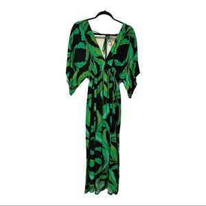 Green/Black Palm Tree Dress. Tailored.